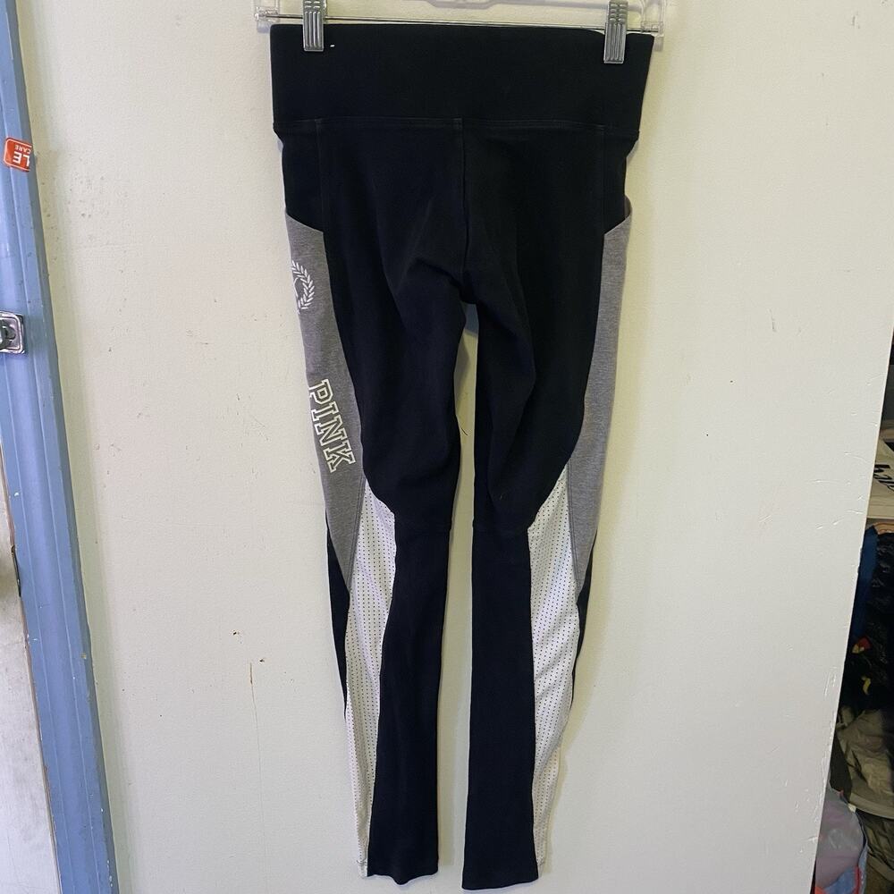 Victoria’s Secret PINK Y2K Yoga Pants Black Gray Mesh XS Logo Lounge Athleisure - Picture 9 of 9
